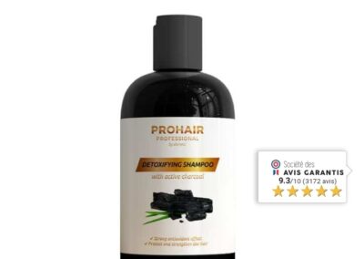Flacon de shampoing au charbon actif prohair detoxifiant 250ml